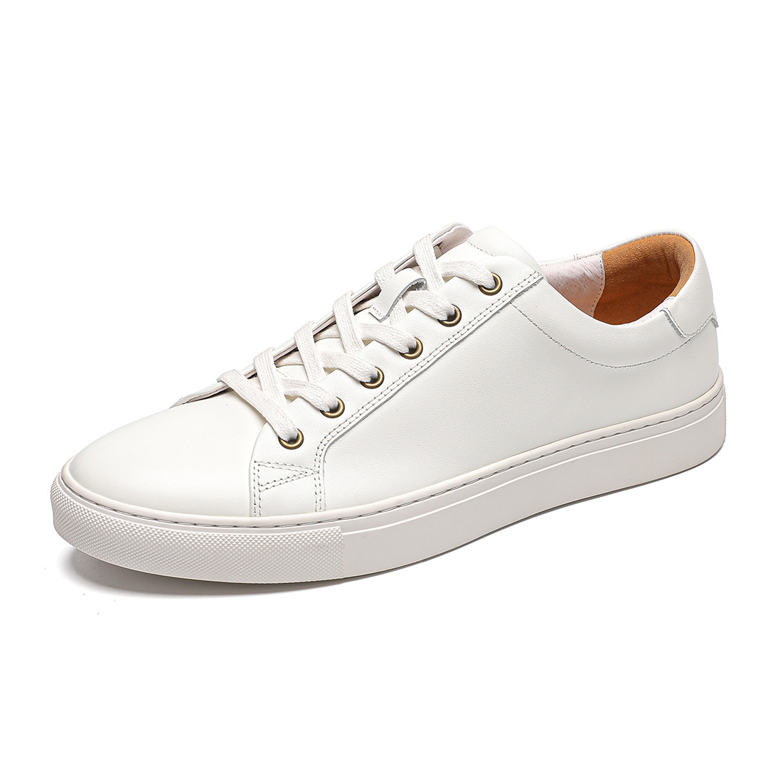 Men's White Sneakers Leather Breathable All-match Casual Sports Shoes